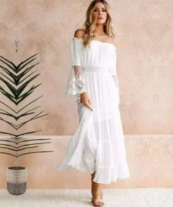Alternative view of Women's Off-Shoulder Lace Sleeve Maxi Dress